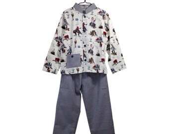 Pajama pattern vintage cotton American "Rodéo"