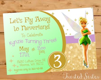 tinkerbell invitation tinkerbell birthday tinkerbell party tinkerbell party invitation