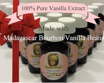 homemade pure vanilla extract handcrafted party favor vanilla beans madagascar gift basket bourbon 1 oz bottles baking sweets cooking