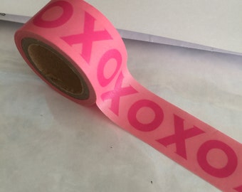 Pink XOXO WIDE Washi Tape Roll Valentine Hugs Kisses Valentines Day Card cards wedding crafts planner craft planners masking stickers kiss
