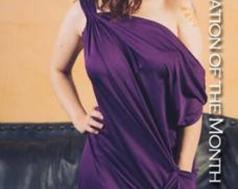 Deep Purple Asymmetrical Off the Shoulder Dress w/ Pocket