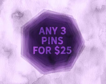 Any 3 Enamel Pins for 25 - cloisonne pin bundle - pick your own lapel pins - enamel pin sale - pin game strong
