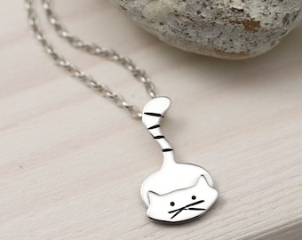Kitty Cat Necklace - Sterling Silver Cat Jewellery - Cat Gift