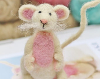 Mouse needle felting Kit Beginners needle felting kit Needle felting tutorial