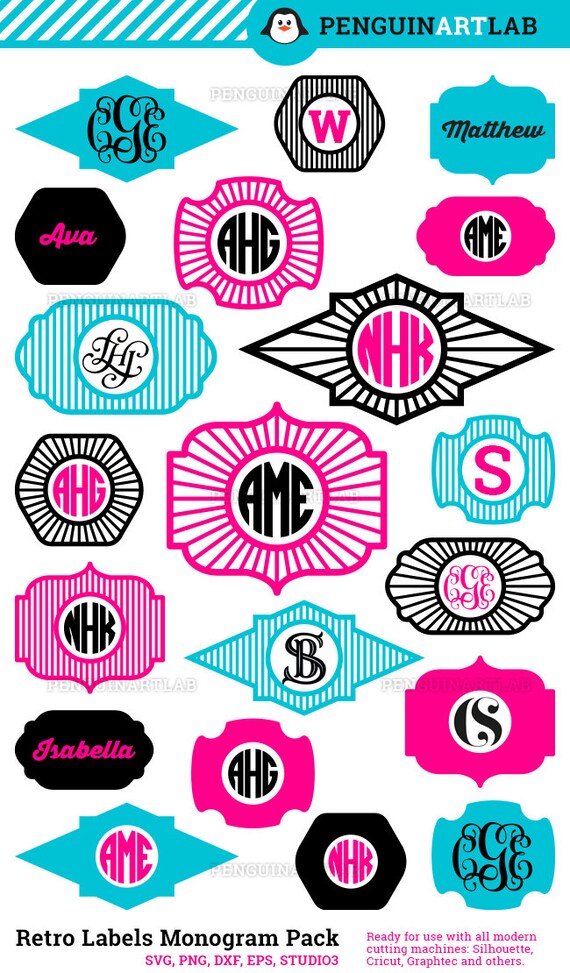 Download Retro Labels Monogram Frame SVG Cut Files Vintage Badges