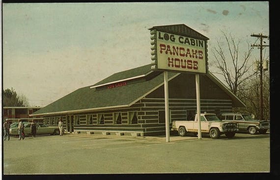 Log Cabin Pancake House + Pigeon Forge, Tennessee + Vintage Souvenir Photo Postcard