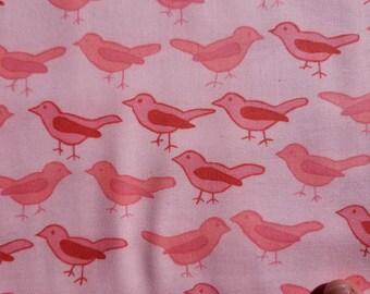 Nest by Valori Wells for Free Spirit little rose pink birds on light rose pink background cotton quilt fabric