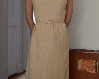 1960's Camel Linen Dress