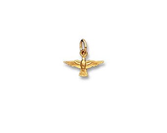 Solid 14K Gold Tiny Itsy Bitsy Holy Spirit Jesus Dove Pendant Charm for Rosary or Necklace