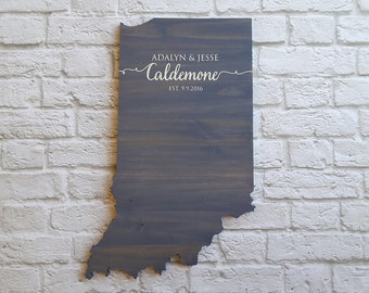 Wedding Guest Book Alternative. State Guest Book. Wood Guest Book. Custom State Sign. Personalized State Sign. Wood State Cutout, Indiana