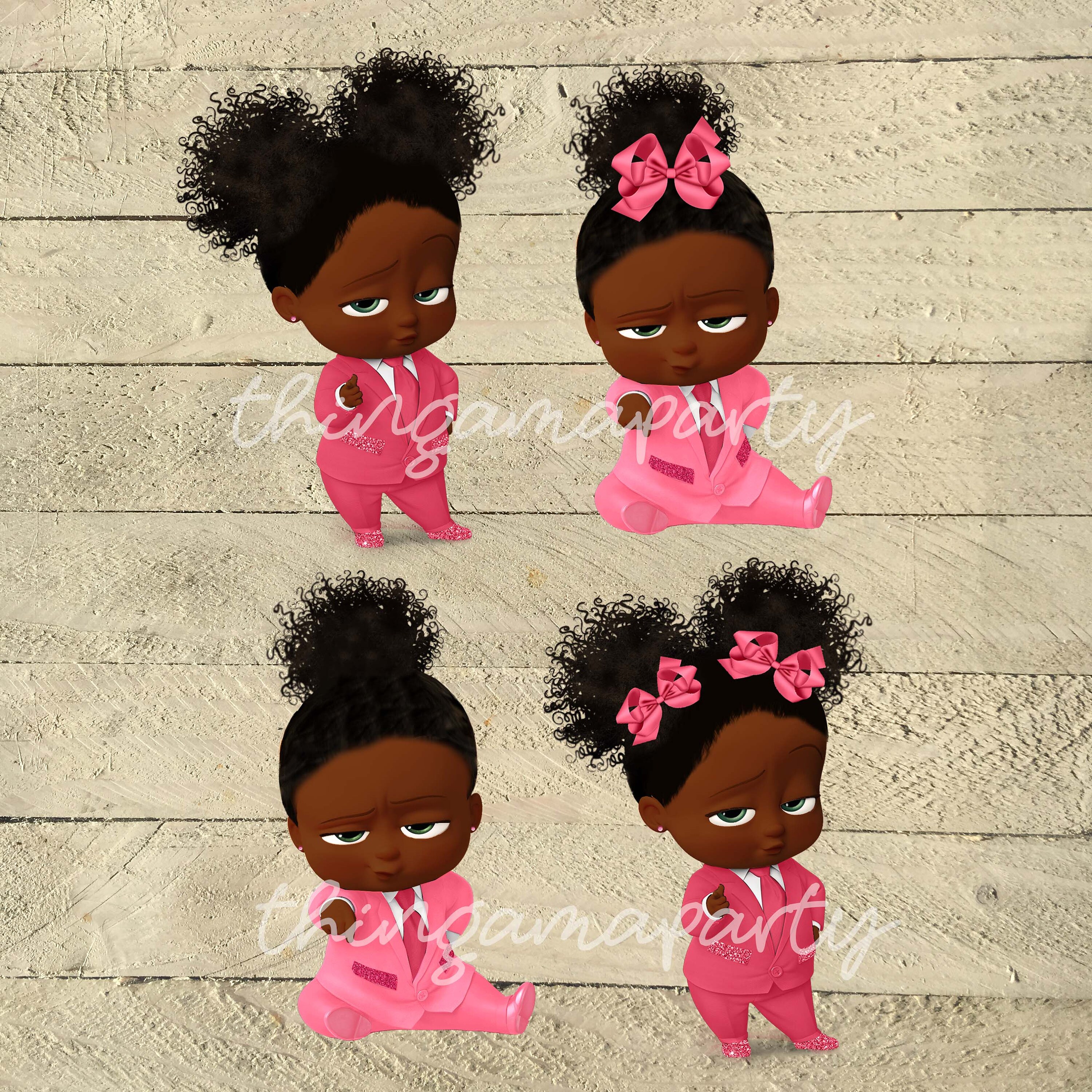 PINK African American Sassy Boss Baby Girl Babies of Color