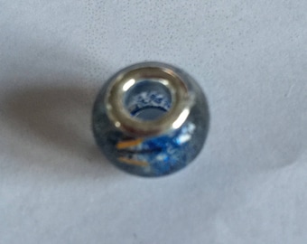 Blue and gold MURANO glass bead
