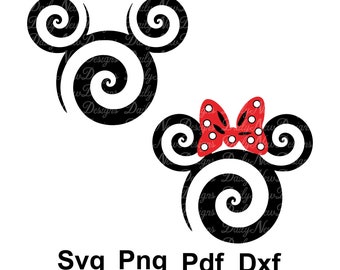 Swirl Mickey Minnie svg, Swirly Mickey Minnie svg, DIsney Svg, Tshirt svg, Mug svg, Silhouette Cut Files, Cricut Files Svg Png Dxf Eps Cdr