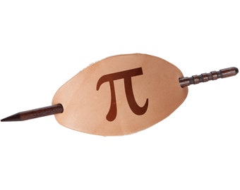 Pi Leather Hair Barrette With Stick - Laser Etched With Cute Design - 1.8" Stick Barrettes For Women