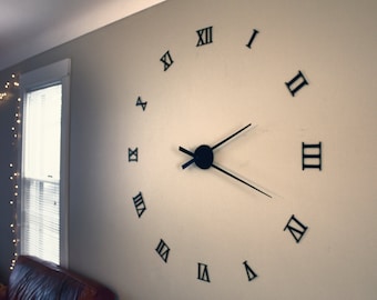 Huge Modern Wall Clock, Roman Numerals, 48"