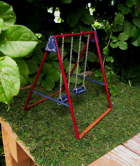 Items similar to Dollhouse Swing Set // Miniature Dollhouse Playground