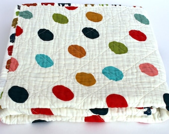 Polka Dot Muslin Quilt, Baby Quilts Handmade, Gender Neutral Baby Gift, Quilted Baby Blanket, Gender Neutral Baby Quilt