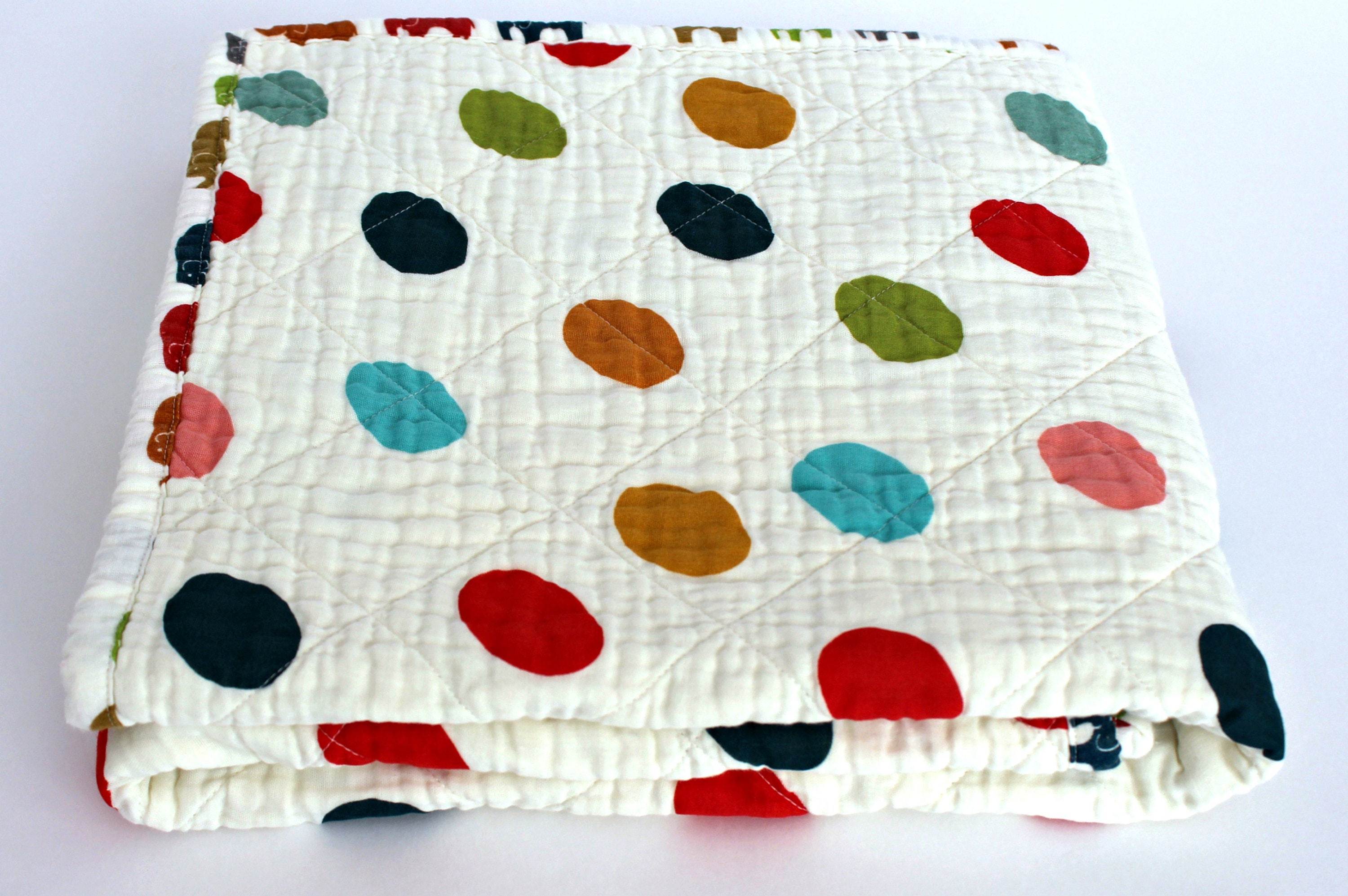 Polka Dot Muslin Quilt Baby Quilts Handmade Gender Neutral