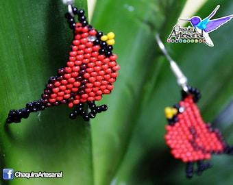Cardinal bird earrings