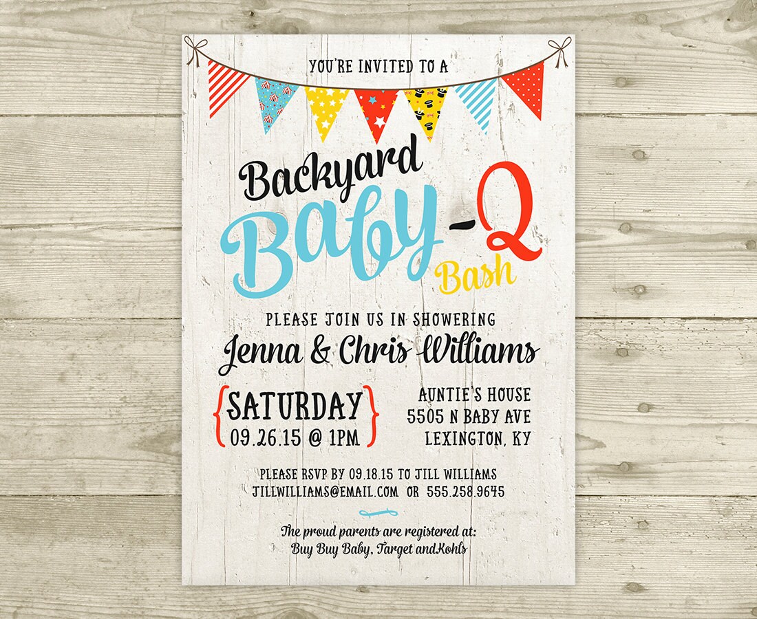 Co Ed Baby Shower Invitation BBQ Baby Q