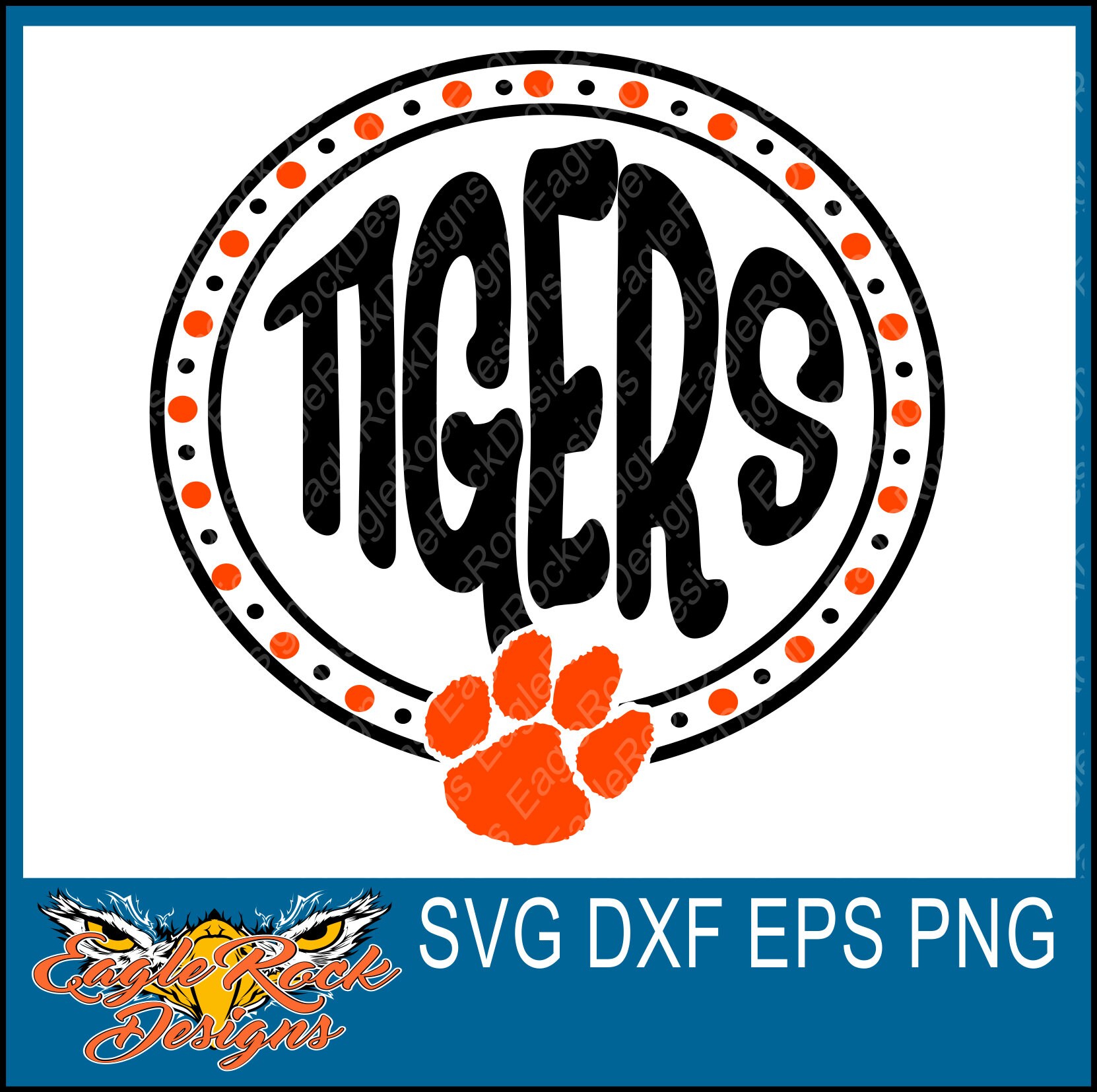 Tigers Monogram SVG DXF EPS Png Cut File Paw Mom