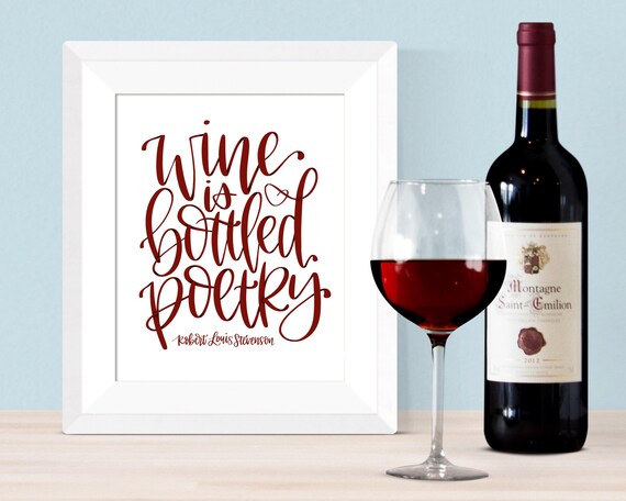 Wine Is Bottled Poetry Digital Print Printable Art Kitchen