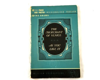 1942 Merchant of Venice & As You Like It. William Shakespeare. L.W. Singer Company. Vintage Shakespeare. Blue Softcover Shakespeare Book
