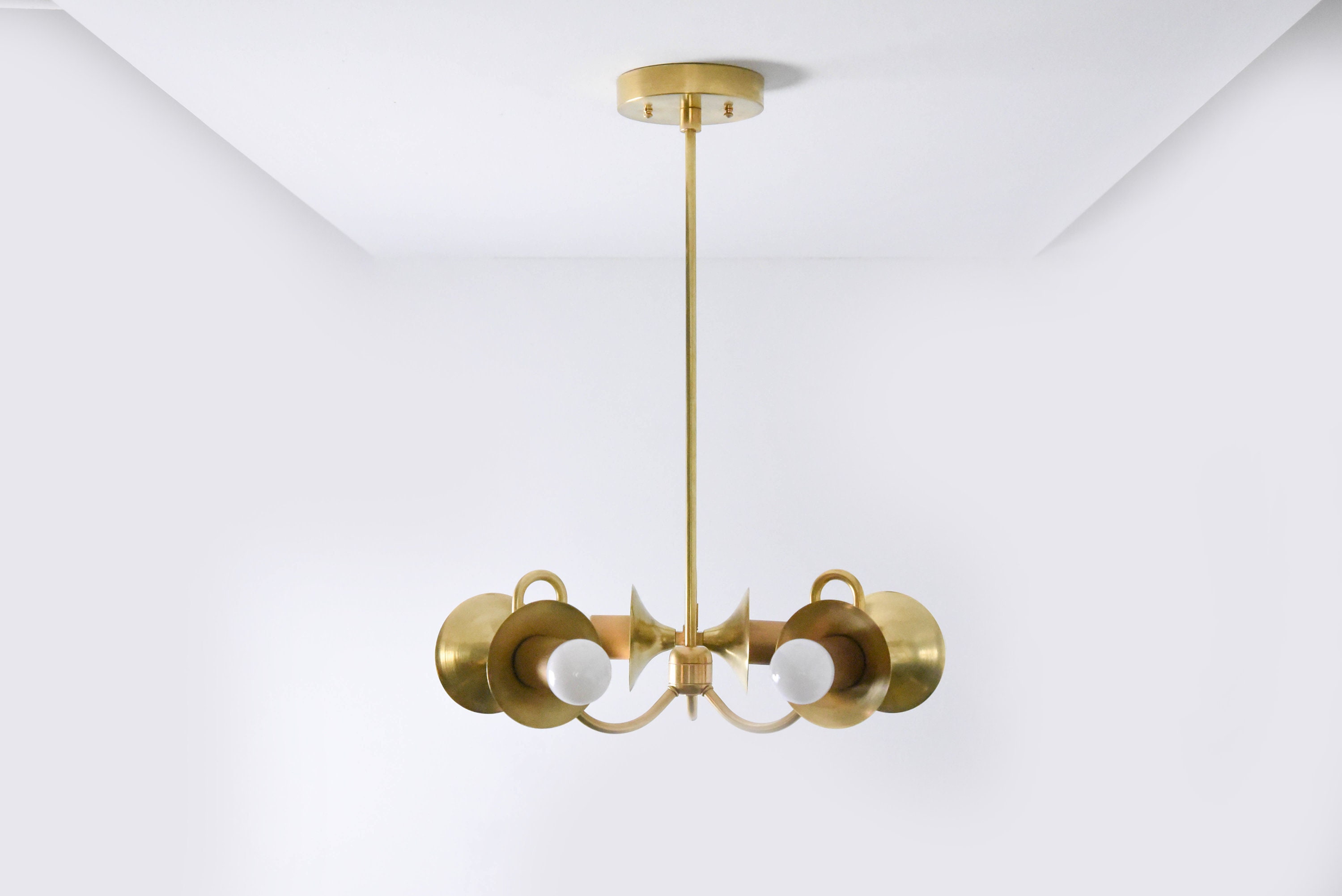 Gold Modern Chandelier Black And Attractive Leaf Raw Brass Gold Modern Chandelier Curvy Arm 6 Trumpet Cover Light Pinwheel Sputnik Mid Century Industrial