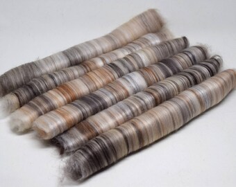 Lux skinny rolags | OYSTER | 50g | merino, pearl fibre, camel, yak