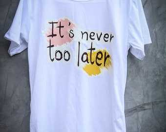 T-shirt/alphabet/words/phrase/White/ Pink/Yellow