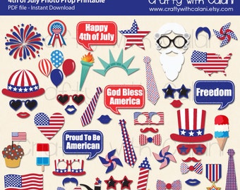 Printable 4th of July Photo Booth Props Photobooth Props