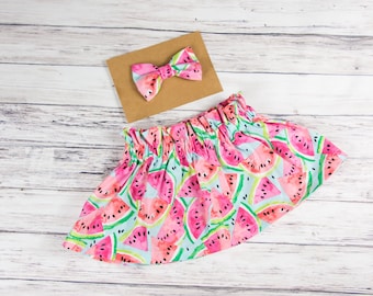 Watermelon Skirt- watermelon party outfit, watermelon birthday outfit, watermelon baby shower, watermelon print skirt, toddler skirt