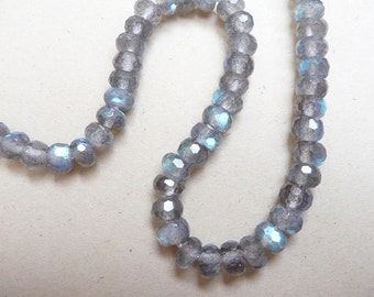 6mm Labradorite faceted rondelles 2" strand, top quality labradorite with beautiful flash