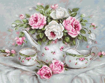 NEW UNOPENED Needlepoint Embroidery KIT Petit point Gobelin Luca-S G565 English Tea & Roses Flowers