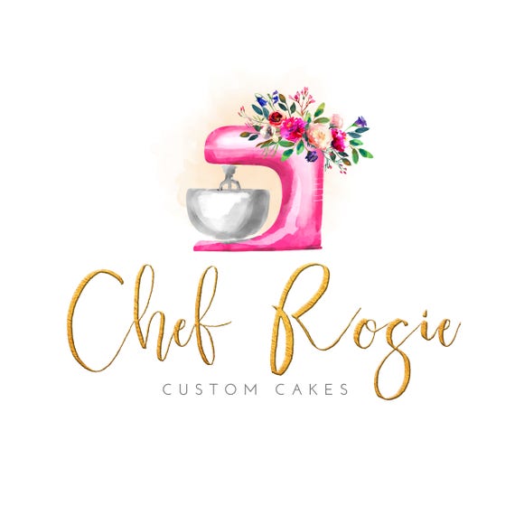 Premade Watercolor Logo Watercolor Cakes Floral Logo 