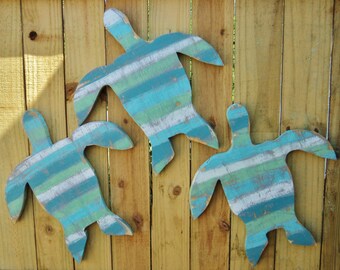 Set Of 3 Rustic Wooden Sea Turtles, Wooden Sea Turtles, Coastal Wall Art, Coastal Living, Beach Decor, Nautical Nursery, Coastal Living Room