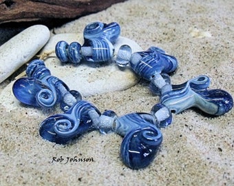 Waves, Artisan Lampwork Glass Beads, SRA, UK