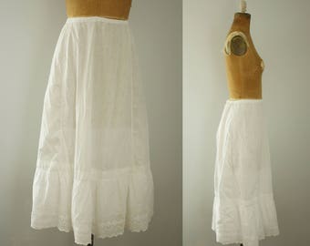 antique petticoat | vintage 1910s white cotton skirt