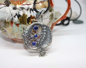Pomegranate Silver Pendant Necklace gift for Her Silver Sterling 925