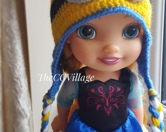 Crochet minion Hat for baby, yellow blue boy & girl earflap hat for spring