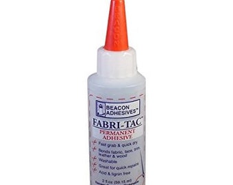 Beacon Fabri-Tac Permanent Fabric Adhesive - 2oz / 59.15ml- Crafts - Leather - Felt