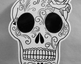 Black & White Sugar Skull Sticker