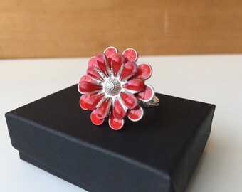 Large Red Flower Ring | Large Ring | Red Ring | Flower Ring | Red Flower Jewelry | Floral Jewelry | Statement Ring | Gift for Her