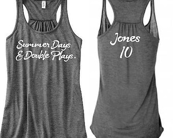 Summer Days And Double Plays Tank, Baseball Tank, Softball Tank