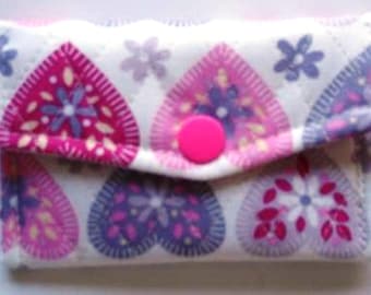 Quilted fabric card wallet / small purse Handmade