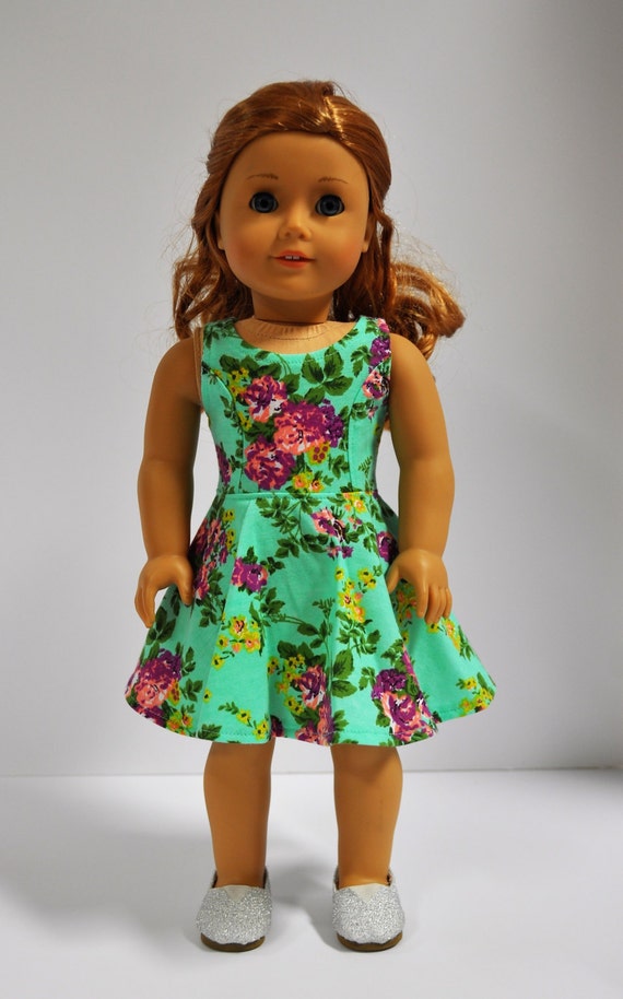 18 Inch Doll Clothes Teal Purple and Yellow Floral Print