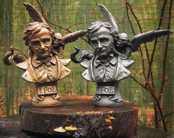 Edgar Allan Poe Whispering Shade Cold Cast Bronze Bust
