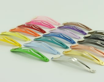 10 Blank BARRETTE Snap Clips w/ Glue Pads CHOOSE COLOR (Tear Drop Shape) 50 mm/2 inches