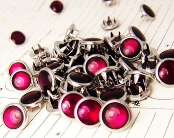 24 Burgundy Cowgirl Snaps Pearl Prong Western Snaps