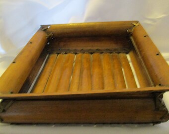 Vintage wood and reed basket